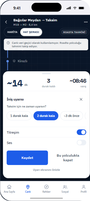 İniş uyarısı ayarı